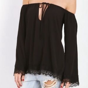 For love and lemons black off the shoulder blouse